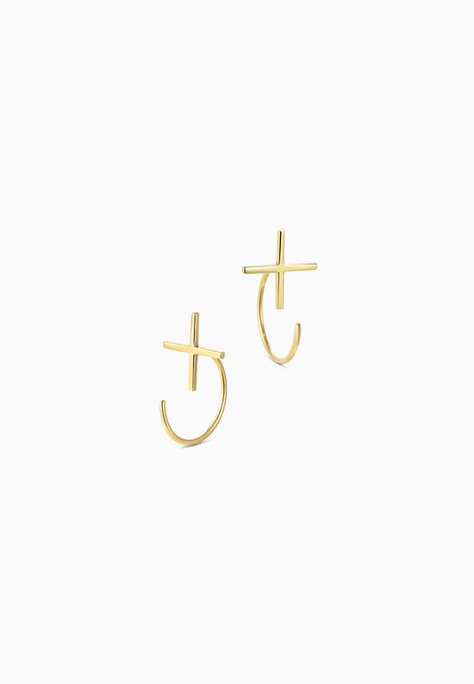 cross | クロス | Pierced earrings | K10YG |  Large