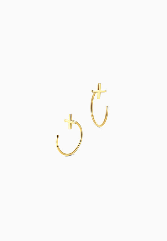 cross | クロス | Pierced earrings | K10YG | Small
